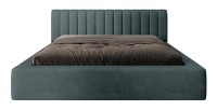 Lit coffre CERVIN – Velours doux Nuit émeraude – 180x200 cm – Sommier relevable – Design élégant 