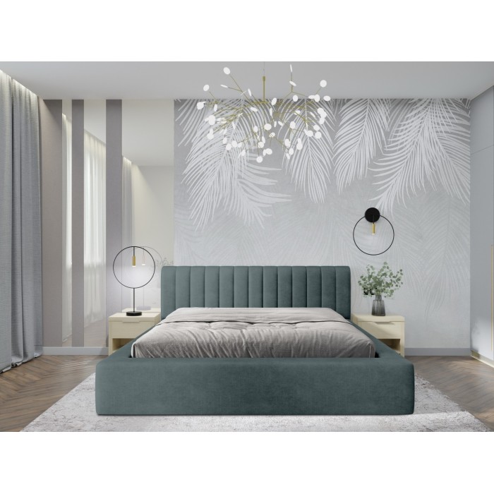 Lit coffre CERVIN – Velours doux Nuit émeraude – 180x200 cm – Sommier relevable – Design élégant