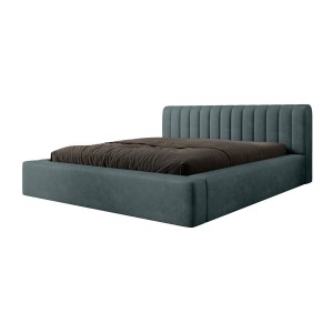 Lit coffre CERVIN – Velours doux Nuit émeraude – 180x200 cm – Sommier relevable – Design élégant 