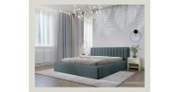 Lit coffre CERVIN – Velours doux Nuit émeraude – 180x200 cm – Sommier relevable – Design élégant 