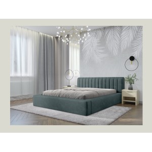 Lit coffre CERVIN – Velours doux Nuit émeraude – 180x200 cm – Sommier relevable – Design élégant 