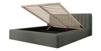 Lit coffre CERVIN – Velours doux Sauge Nocturne – 160x200 cm – Sommier relevable – Design élégant 