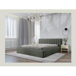 Lit coffre CERVIN – Velours doux Sauge Nocturne – 160x200 cm – Sommier relevable – Design élégant 