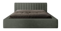 Lit coffre CERVIN – Velours doux Sauge Nocturne – 180x200 cm – Sommier relevable – Design élégant 