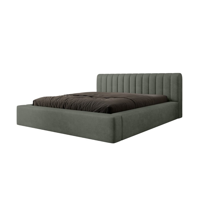 Lit coffre CERVIN – Velours doux Sauge Nocturne – 180x200 cm – Sommier relevable – Design élégant 