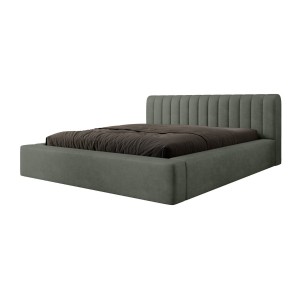Lit coffre CERVIN – Velours doux Sauge Nocturne – 180x200 cm – Sommier relevable – Design élégant 