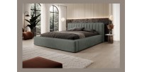 Lit coffre CERVIN – Velours doux Sauge Nocturne – 180x200 cm – Sommier relevable – Design élégant 