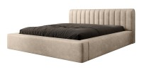 Lit coffre CERVIN – Velours doux Nude Sablé – 140x200 cm – Sommier relevable – Design élégant 