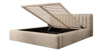 Lit coffre CERVIN – Velours doux Nude Sablé – 140x200 cm – Sommier relevable – Design élégant 