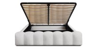 Lit coffre BADJA EUPHORIA – Tissu bouclé Perle de lin – 140x200 cm – Sommier relevable – Design haut de gamme 