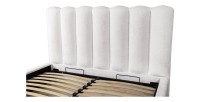 Lit coffre BADJA EUPHORIA – Tissu bouclé Perle de lin – 160x200 cm – Sommier relevable – Design haut de gamme 