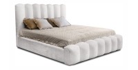 Lit coffre BADJA EUPHORIA – Tissu bouclé Perle de lin – 160x200 cm – Sommier relevable – Design haut de gamme 