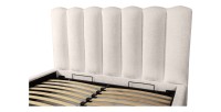 Lit coffre BADJA EUPHORIA – Tissu bouclé Ivoire rosé – 180x200 cm – Sommier relevable – Design haut de gamme 