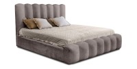 Lit coffre BADJA EUPHORIA – Tissu bouclé Taupe cendré – 180x200 cm – Sommier relevable – Design haut de gamme 