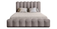 Lit coffre BADJA EUPHORIA – Tissu bouclé Taupe cendré – 180x200 cm – Sommier relevable – Design haut de gamme 
