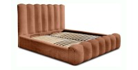 Lit coffre BADJA EUPHORIA – Tissu bouclé Terracota – 160x200 cm – Sommier relevable – Design haut de gamme 