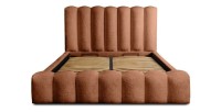 Lit coffre BADJA EUPHORIA – Tissu bouclé Terracota – 160x200 cm – Sommier relevable – Design haut de gamme 