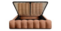 Lit coffre BADJA EUPHORIA – Tissu bouclé Terracota – 160x200 cm – Sommier relevable – Design haut de gamme 