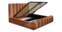 Lit coffre BADJA EUPHORIA – Tissu bouclé Terracota – 160x200 cm – Sommier relevable – Design haut de gamme 