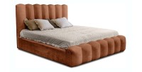 Lit coffre BADJA EUPHORIA – Tissu bouclé Terracota – 160x200 cm – Sommier relevable – Design haut de gamme 