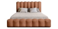 Lit coffre BADJA EUPHORIA – Tissu bouclé Terracota – 160x200 cm – Sommier relevable – Design haut de gamme 