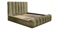 Lit coffre BADJA EUPHORIA – Tissu bouclé Sauge sèchée – 160x200 cm – Sommier relevable – Design haut de gamme 