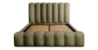 Lit coffre BADJA EUPHORIA – Tissu bouclé Sauge sèchée – 160x200 cm – Sommier relevable – Design haut de gamme 