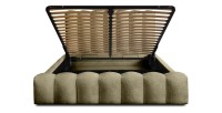 Lit coffre BADJA EUPHORIA – Tissu bouclé Sauge sèchée – 160x200 cm – Sommier relevable – Design haut de gamme 