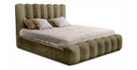 Lit coffre BADJA EUPHORIA – Tissu bouclé Sauge sèchée – 160x200 cm – Sommier relevable – Design haut de gamme 