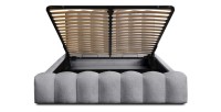 Lit coffre BADJA EUPHORIA – Tissu bouclé Perle d'aube – 140x200 cm – Sommier relevable – Design haut de gamme 