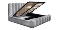 Lit coffre BADJA EUPHORIA – Tissu bouclé Perle d'aube – 140x200 cm – Sommier relevable – Design haut de gamme 