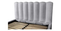 Lit coffre BADJA EUPHORIA – Tissu bouclé Perle d'aube – 140x200 cm – Sommier relevable – Design haut de gamme 