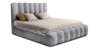 Lit coffre BADJA EUPHORIA – Tissu bouclé Perle d'aube – 140x200 cm – Sommier relevable – Design haut de gamme 