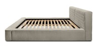 Lit coffre VERNON – Tissu chenille bouclé Taupe fumé – 180x200 cm – Sommier relevable – Design haut de gamme 