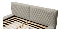 Lit coffre VERNON – Tissu chenille bouclé Taupe fumé – 180x200 cm – Sommier relevable – Design haut de gamme 
