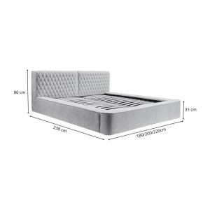 Lit coffre VERNON – Tissu chenille bouclé Anthracite profond – 140x200 cm – Sommier relevable – Design haut de gamme 