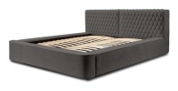 Lit coffre VERNON – Tissu chenille bouclé Anthracite profond – 140x200 cm – Sommier relevable – Design haut de gamme 