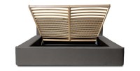 Lit coffre VERNON – Tissu chenille bouclé Anthracite profond – 140x200 cm – Sommier relevable – Design haut de gamme 