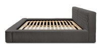 Lit coffre VERNON – Tissu chenille bouclé Anthracite profond – 140x200 cm – Sommier relevable – Design haut de gamme 