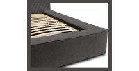 Lit coffre VERNON – Tissu chenille bouclé Anthracite profond – 140x200 cm – Sommier relevable – Design haut de gamme 