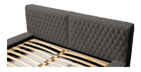 Lit coffre VERNON – Tissu chenille bouclé Anthracite profond – 140x200 cm – Sommier relevable – Design haut de gamme 