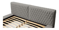 Lit coffre VERNON – Tissu chenille bouclé Cendre taupe – 140x200 cm – Sommier relevable – Design haut de gamme 