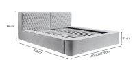Lit coffre VERNON – Tissu chenille bouclé Cendre taupe – 180x200 cm – Sommier relevable – Design haut de gamme 
