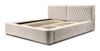 Lit coffre VERNON – Tissu chenille bouclé Sable rosé – 140x200 cm – Sommier relevable – Design haut de gamme 