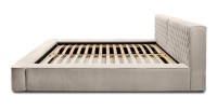Lit coffre VERNON – Tissu chenille bouclé Sable rosé – 140x200 cm – Sommier relevable – Design haut de gamme 
