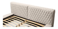 Lit coffre VERNON – Tissu chenille bouclé Sable rosé – 140x200 cm – Sommier relevable – Design haut de gamme 
