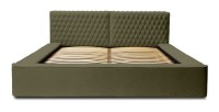 Lit coffre VERNON – Tissu chenille bouclé Feuille d'olivier – 140x200 cm – Sommier relevable – Design haut de gamme 
