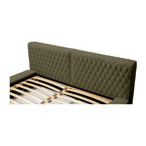 Lit coffre VERNON – Tissu chenille bouclé Feuille d'olivier – 140x200 cm – Sommier relevable – Design haut de gamme 