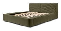 Lit coffre VERNON – Tissu chenille bouclé Feuille d'olivier – 160x200 cm – Sommier relevable – Design haut de gamme 