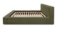 Lit coffre VERNON – Tissu chenille bouclé Feuille d'olivier – 160x200 cm – Sommier relevable – Design haut de gamme 